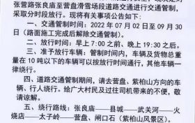 關于張營路張良廟至營盤滑雪場段道路交通管制的公告！縮略圖